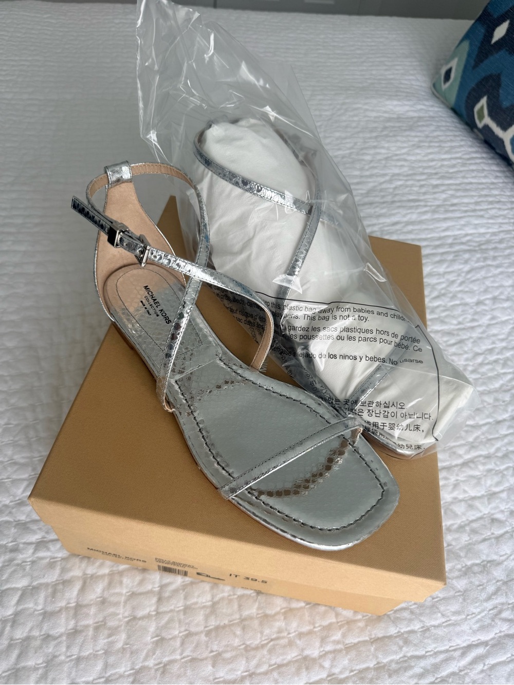 Michael Kors Collection Silver Polly Runway Flats